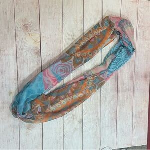 Bohemian Multicolor Scarf with Blue, Brown & Orange Accents NWT Wedding Summer